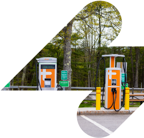 ChargePoint Express 280 in a lightening bolt mask